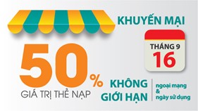 Ngày vàng ưu đãi: Viettel khuyến mại 50% giá trị thẻ nạp