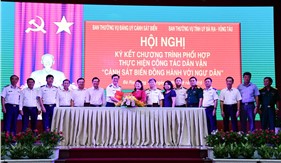 Ký kết chương trình phối hợp thực hiện công tác dân vận “Cảnh sát biển đồng hành với ngư dân” tại Bình Thuận và Bà Rịa - Vũng Tàu