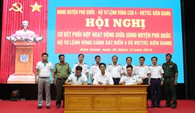 Sơ kết phối hợp hoạt động giữa Bộ Tư lệnh Vùng Cảnh sát biển 4 với UBND huyện Phú Quốc và Viettel Kiên Giang