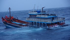 Tàu Cảnh sát biển 8002 vượt bão số 5 cứu ngư dân gặp nạn