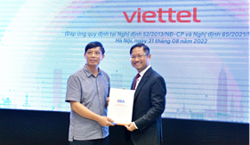 Viettel Telecom được trao giấy xác nhận đăng ký cung cấp dịch vụ Chứng thực Hợp đồng điện tử - vContract