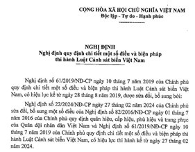 Văn bản hợp nhất quy định chi tiết một số điều và biện pháp thi hành Luật Cảnh sát biển Việt Nam