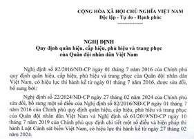 Văn bản hợp nhất quy định quân hiệu, cấp hiệu, phù hiệu và trang phục của Quân đội nhân dân Việt Nam