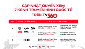Cập nhật quyền xem 7 kênh truyền hình quốc tế trên TV360