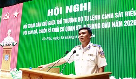 Thiếu tướng Trần Văn Lượng đối thoại dân chủ với cán bộ, chiến sĩ khối cơ quan Bộ Tư lệnh Cảnh sát biển